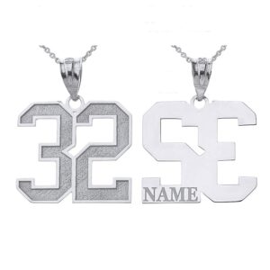 .925 sterling silver customizable sports jersey lucky number and name pendant charm with personalized engraving - comes with 16" rolo chain