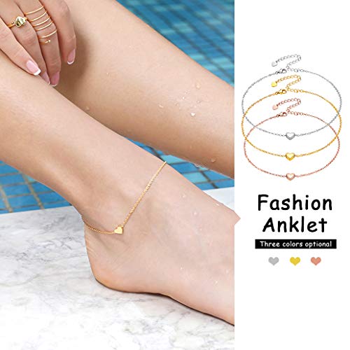 Silvora Ankle Bracelet Women Sterling Silver Summer Chain Anklet for Women Rommantic Dainty Delicate Jewelry Rose Gold