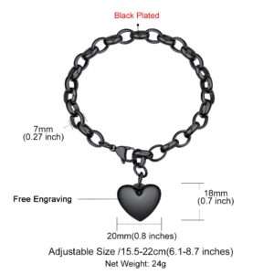 GOLDCHIC JEWELRY Black Bracelets for Women, Womens Heart Charm Bracelets Link Bracelet, Adjustable Chain Bracelet fits for 155-220mm Wrists (With Gift Box)