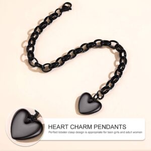 GOLDCHIC JEWELRY Black Bracelets for Women, Womens Heart Charm Bracelets Link Bracelet, Adjustable Chain Bracelet fits for 155-220mm Wrists (With Gift Box)