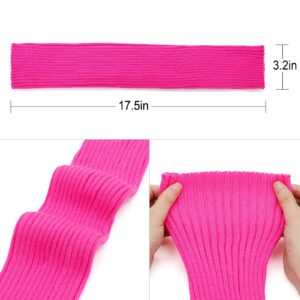 Leg Warmers for Women 80s Fashion costumes Ribbed Knit Knee High Socks for Party Accessories Rose Pink