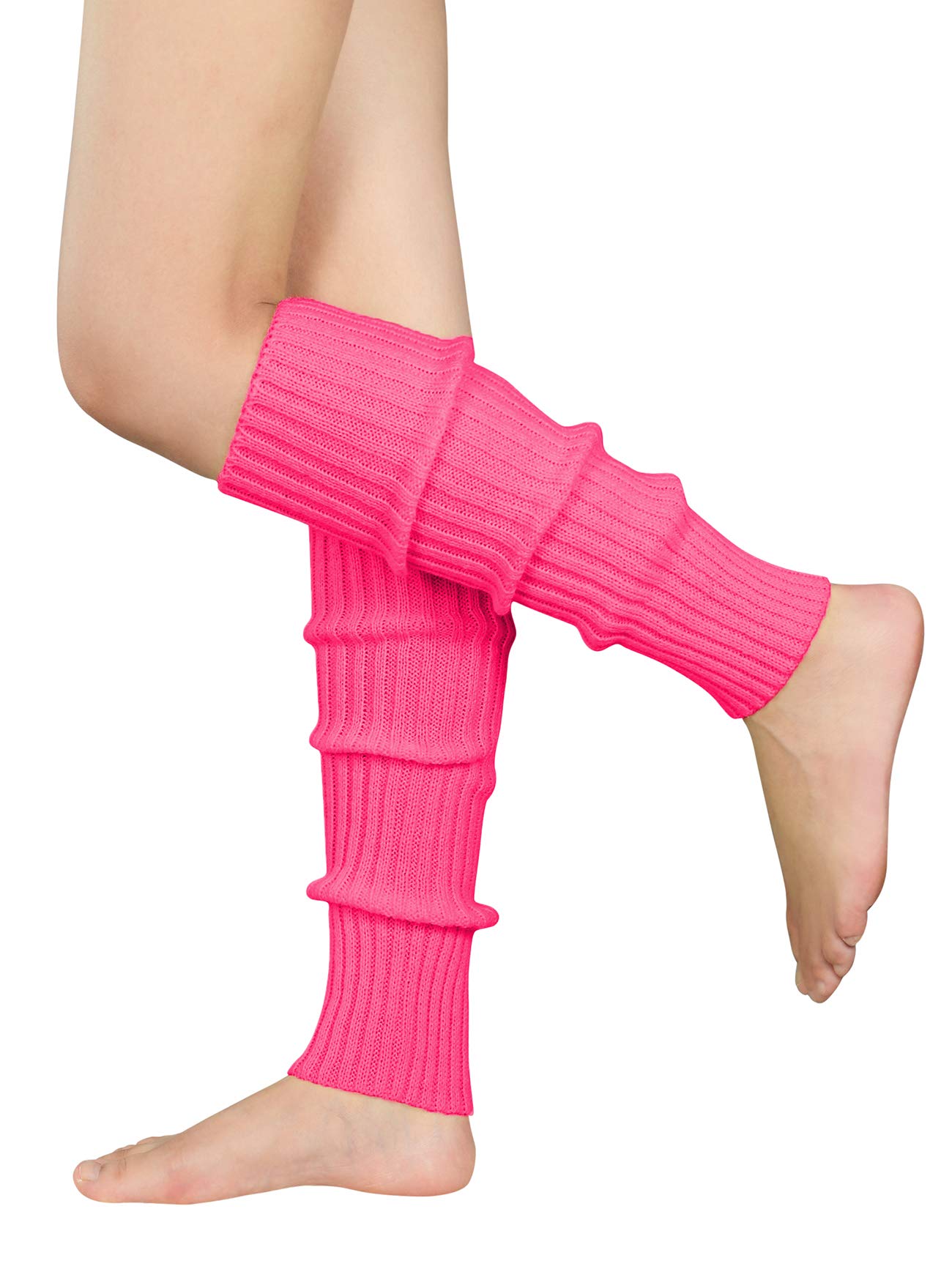 Leg Warmers for Women 80s Fashion costumes Ribbed Knit Knee High Socks for Party Accessories Rose Pink