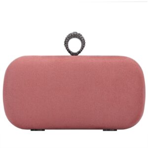 fawziya evening purses rhinestone ring handle velvet clutch bags for women clutches-cocoa brown