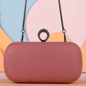 Fawziya Evening Purses Rhinestone Ring Handle Velvet Clutch Bags For Women Clutches-Cocoa Brown