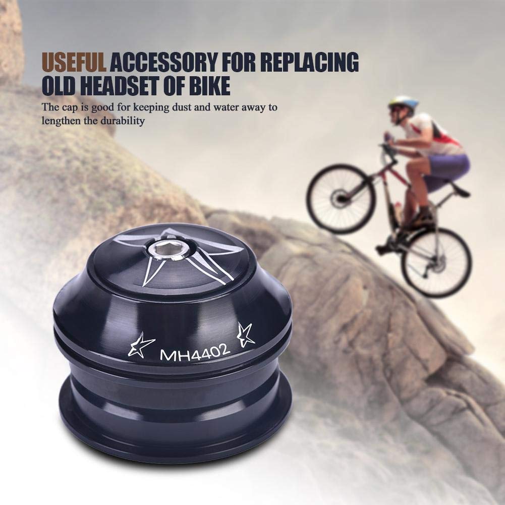 Keenso Mountain Bike Headset, Threadless 44mm Headset 1 1/8 Headset Aluminium Alloy Bicycle Headset 44mm Headset Bearing Bicycle Accessory (Black)