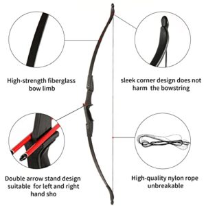 TOPARCHERY Archery 57" Takedown Youth Recurve Bow Hunting Black Long Bow for Beginner Teenagers Right Left Hand Black - Draw Weight 20lbs 30lbs (20)