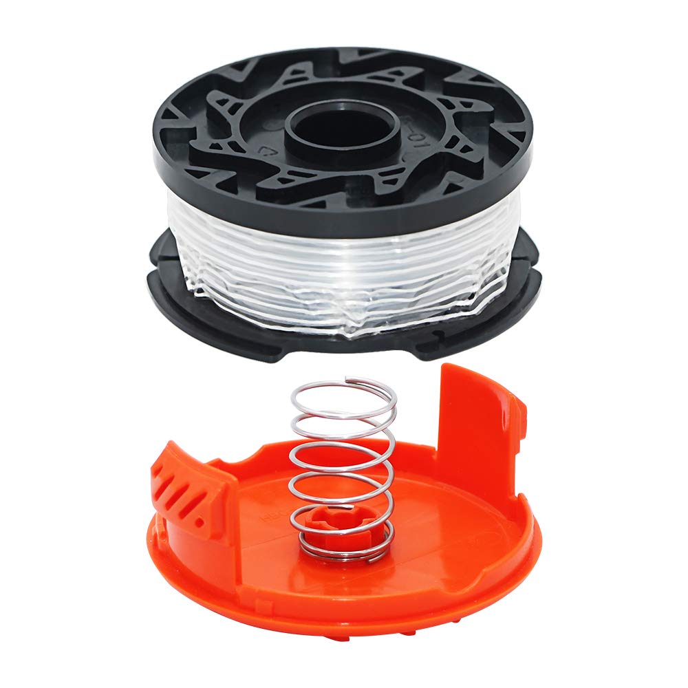 prime&swift Weed Eater Replacement Parts fit for Black&Decker AF-100 GH600 GH900,Replacement RC-100-P Spools Caps&Springs and 30ft 0.065" String Trimmer Line,(12 Spools+2 Cap+2 Spring)