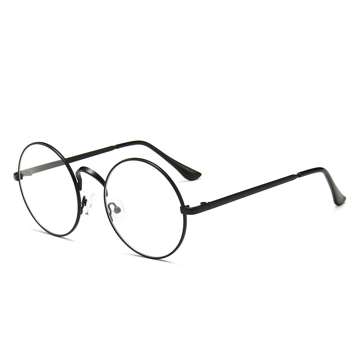 Dollger Retro Round Glasses Harry glasses Circle Clear Lens Non-Prescription Glasses for Men Women Fashion Metal wire Frame Black