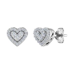 finerock 1/5 carat diamond heart shaped stud earrings in 10k white gold