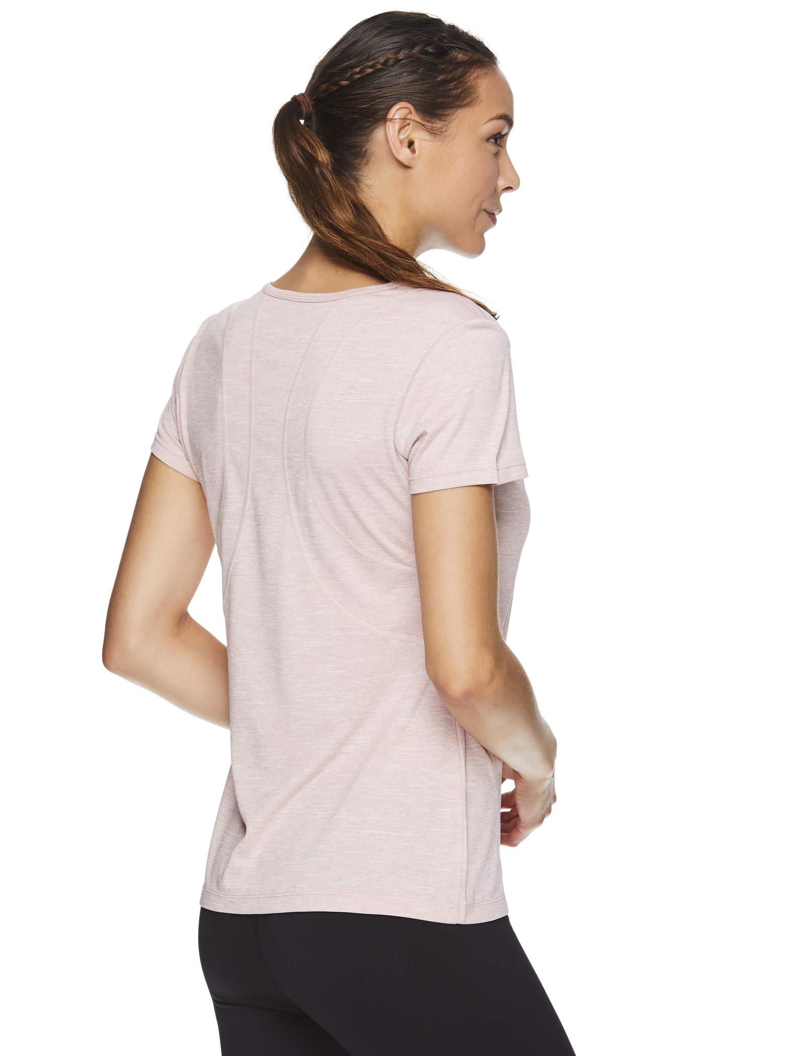 Reebok Womens Varigated Heathered Basic T-Shirt, Pink, Large