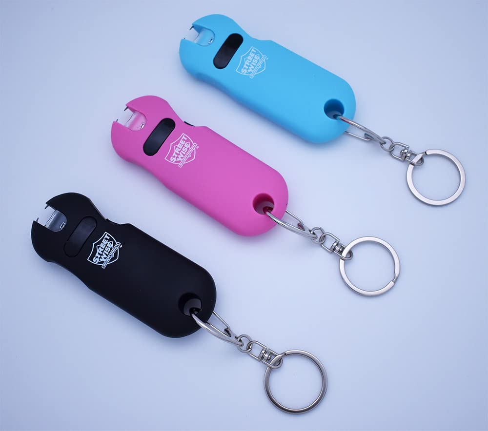 Streetwise Smart 24,000,000 Stun Gun Keychain Rechargeable with LED Flashlight - Personal Defense Equipment - Protection Keychain - Pink