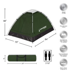 2 Person Camping Tent with Rain Fly and Carrying Bag - Lightweight Outdoor Tent for Backpacking, Hiking, or Beach Use by Wakeman Outdoors (Green)