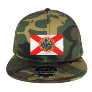 Armycrew Oversize XXL New Florida State Flag Patch Camo Mesh Snapback Cap - Camo Olive