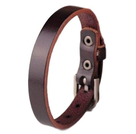 ForeverGiftsusa Free Engraving - Genuine Dark Brown Leather Bracelet With Buckle