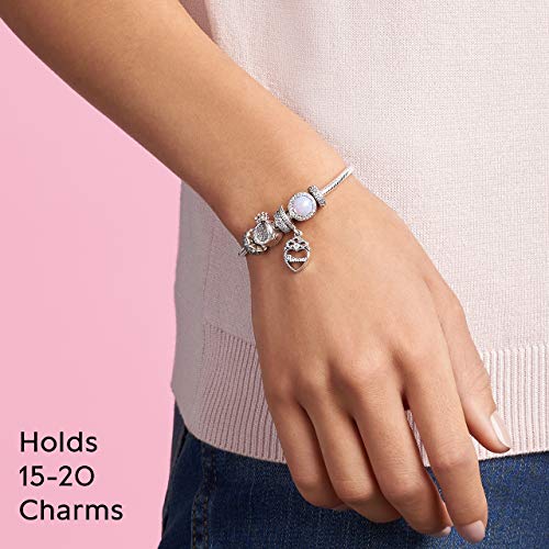 Pandora Moments Crown O Clasp Snake Chain Bracelet - Sterling Silver Charm Bracelet for Women - Compatible Moments Charms - Cubic Zirconia & Sterling Silver - 7.5"