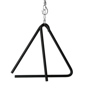 9 inches triangle chuckwagon dinner bell with call striker and hanging chain powder coated