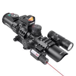 sniper st1-4x28 rifle scope combo reddot flashlight red laser