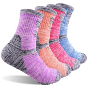 FEIDEER Women's Hiking Walking Socks, 4-Pack Outdoor Recreation Socks Wicking Cushion Crew Socks (TJ-2-4WS19104-M)