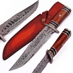 hunt for life ruffian outlaw damascus steel hunting knife