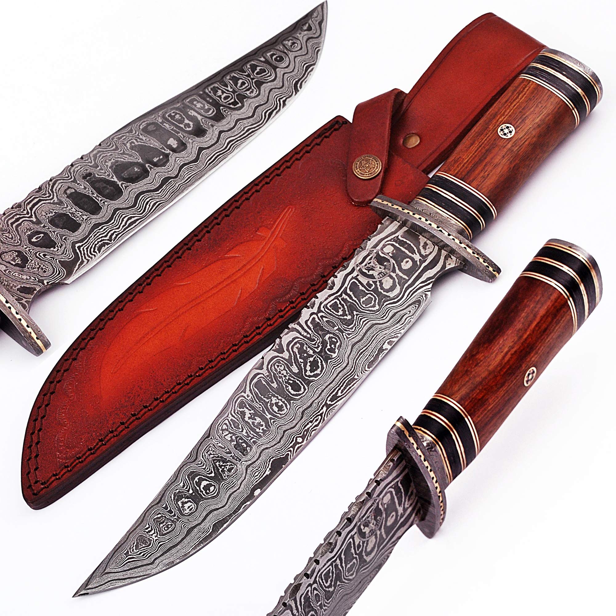 Hunt For Life Ruffian Outlaw Damascus Steel Hunting Knife