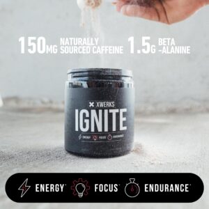 Xwerks Ignite Watermelon Pre Workout Powder - Best Natural Keto Pre-Workout for Women and Men with Explosive Energy - Gluten Free Preworkout Blend for Endurance Stamina - 150 mg Caffeine 30 Servings