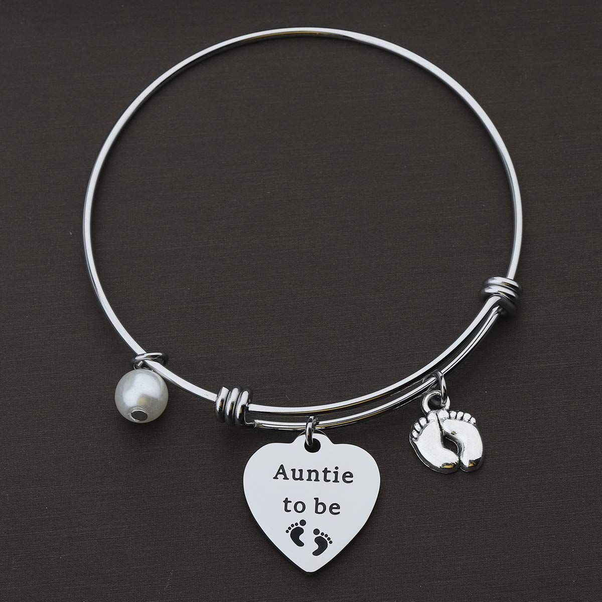 FOTAP Auntie Gift Auntie to be Bracelet Expandable Wire Bangle Funny Auntie Gift Best Sisters Get Promoted to Auntie Gift Auntie Bracelet