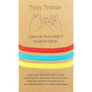 VU100 Waterproof BFF Bracelets for 3 Best Friend Long Distance Matching Friendship Pinky Promise Relationship String Wish Bracelets Jewelry Gift for Birthday Graduation