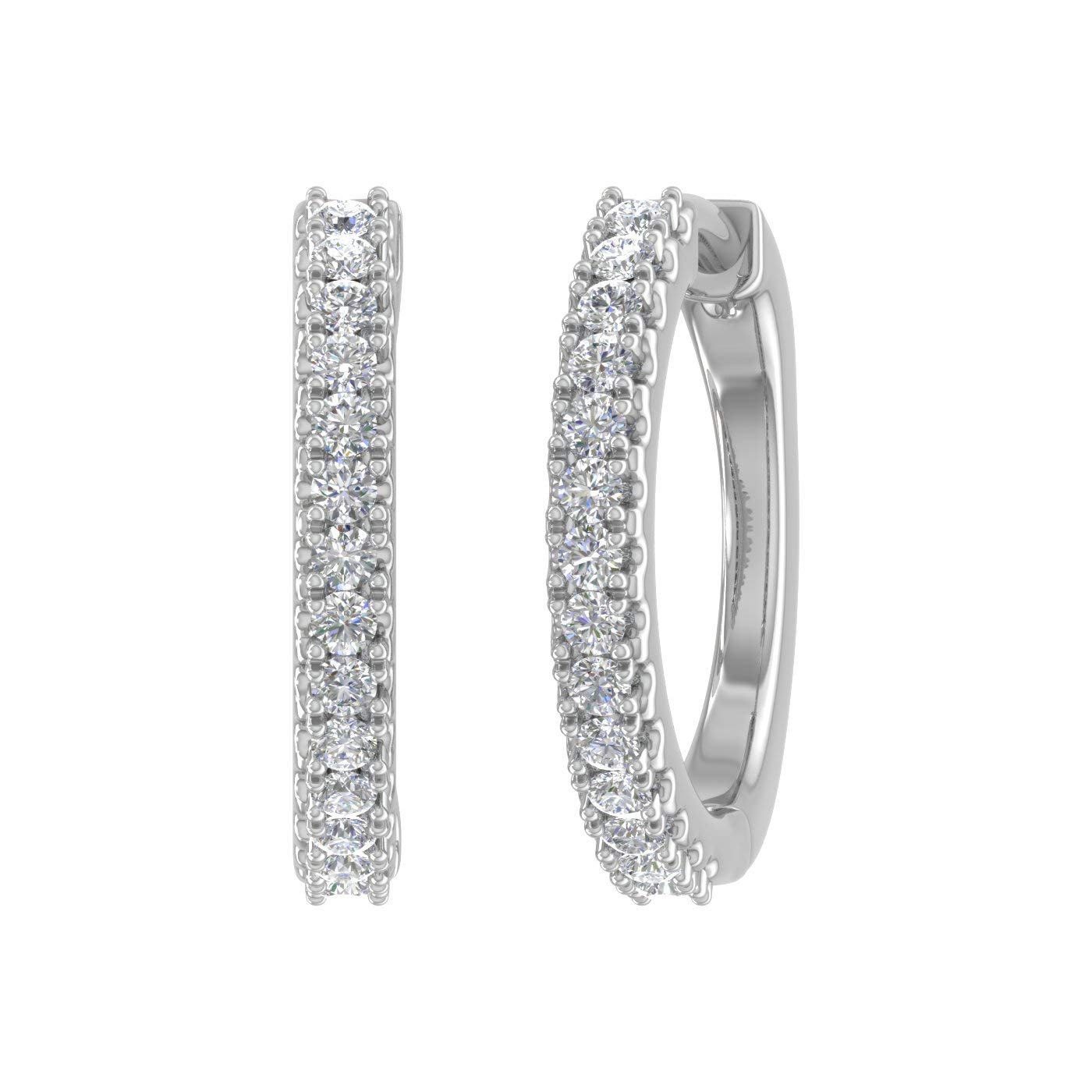 1/4 Carat Diamond Hoop Earrings in 10K White Gold