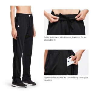 BALEAF Women's Track Pants Athletic Jogging Sweatpants Zipper Pockets Warm-Up Sports Running Pants Black/Black Size L