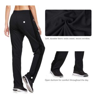 BALEAF Women's Track Pants Athletic Jogging Sweatpants Zipper Pockets Warm-Up Sports Running Pants Black/Black Size L