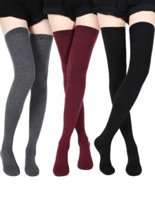 satinior extra long socks thigh high cotton socks extra long boot stockings for women