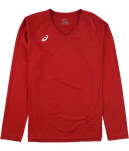 asics spin serve volleyball jersey long sleeve, team red, medium