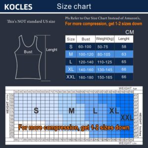 KOCLES Men's Compression Tank Top Slimming Body Shaper Vest Shirts Abs Abdomen Slim Undershirts Gym Weight Loss Workout Clothing (Black, Large)