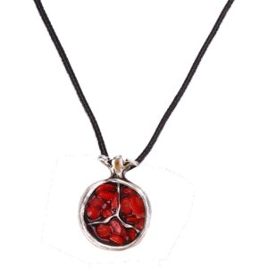 jeweled pomegranate alloy oriental charms stone pendant necklace long necklace