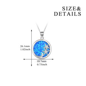 YFN Starfish Necklace Sterling Silver Ocean Jewelry Starfish Wave Necklace Blue Opal Pendant for Women Jewelry Gifts