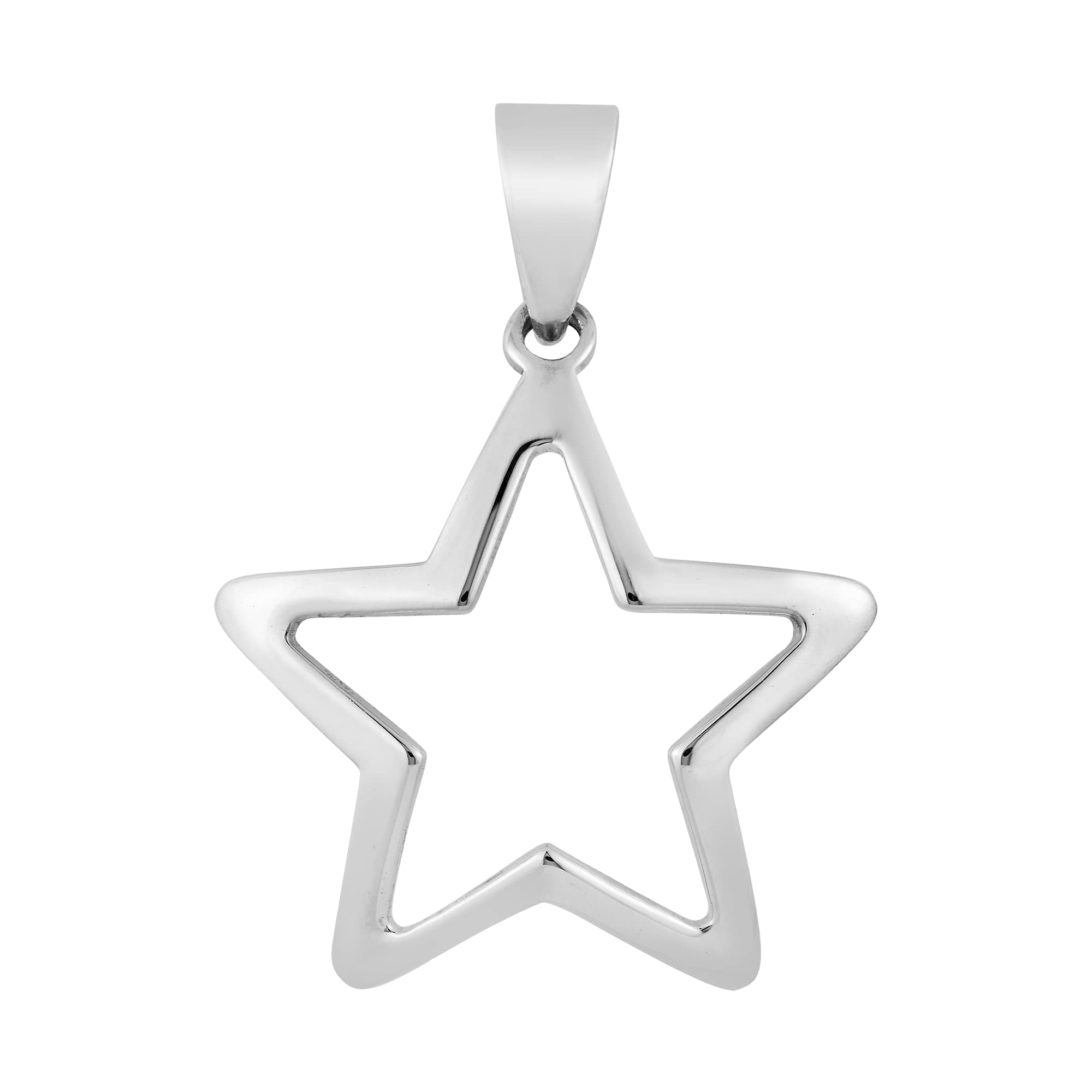 AeraVida 24mm Cute Cut Out Star .925 Sterling Silver Pendant | Adorable Sterling Silver Pendant Charm for Women | Trendy Plain Pendant for Women