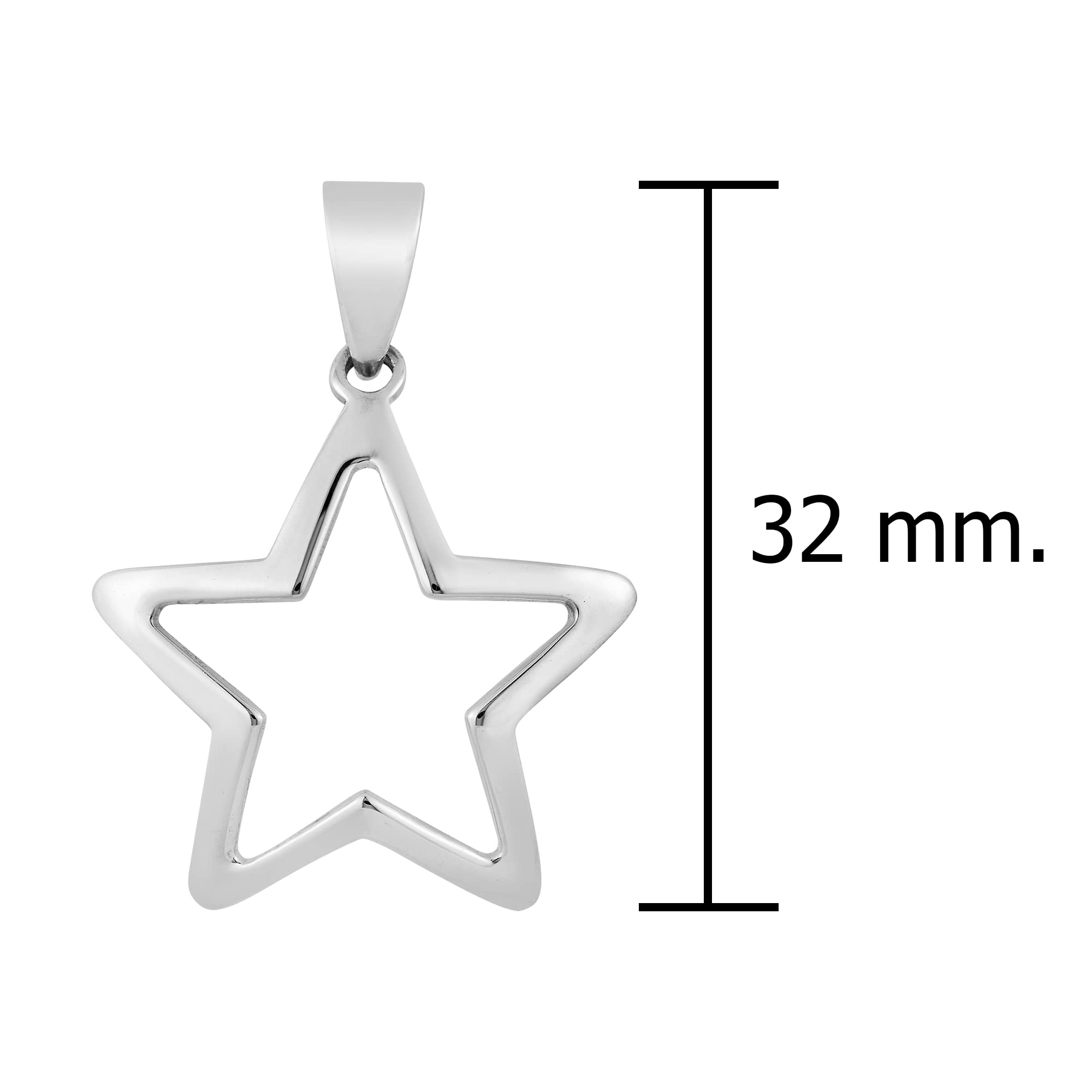 AeraVida 24mm Cute Cut Out Star .925 Sterling Silver Pendant | Adorable Sterling Silver Pendant Charm for Women | Trendy Plain Pendant for Women