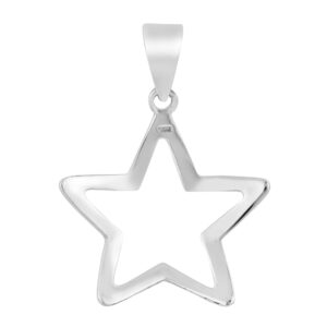 AeraVida 24mm Cute Cut Out Star .925 Sterling Silver Pendant | Adorable Sterling Silver Pendant Charm for Women | Trendy Plain Pendant for Women