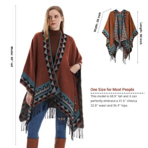 MissShorthair Women's Printed Shawl Wrap Fashionable Open Front Poncho Cape, Gift for Women