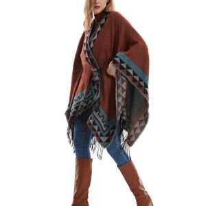 MissShorthair Women's Printed Shawl Wrap Fashionable Open Front Poncho Cape, Gift for Women