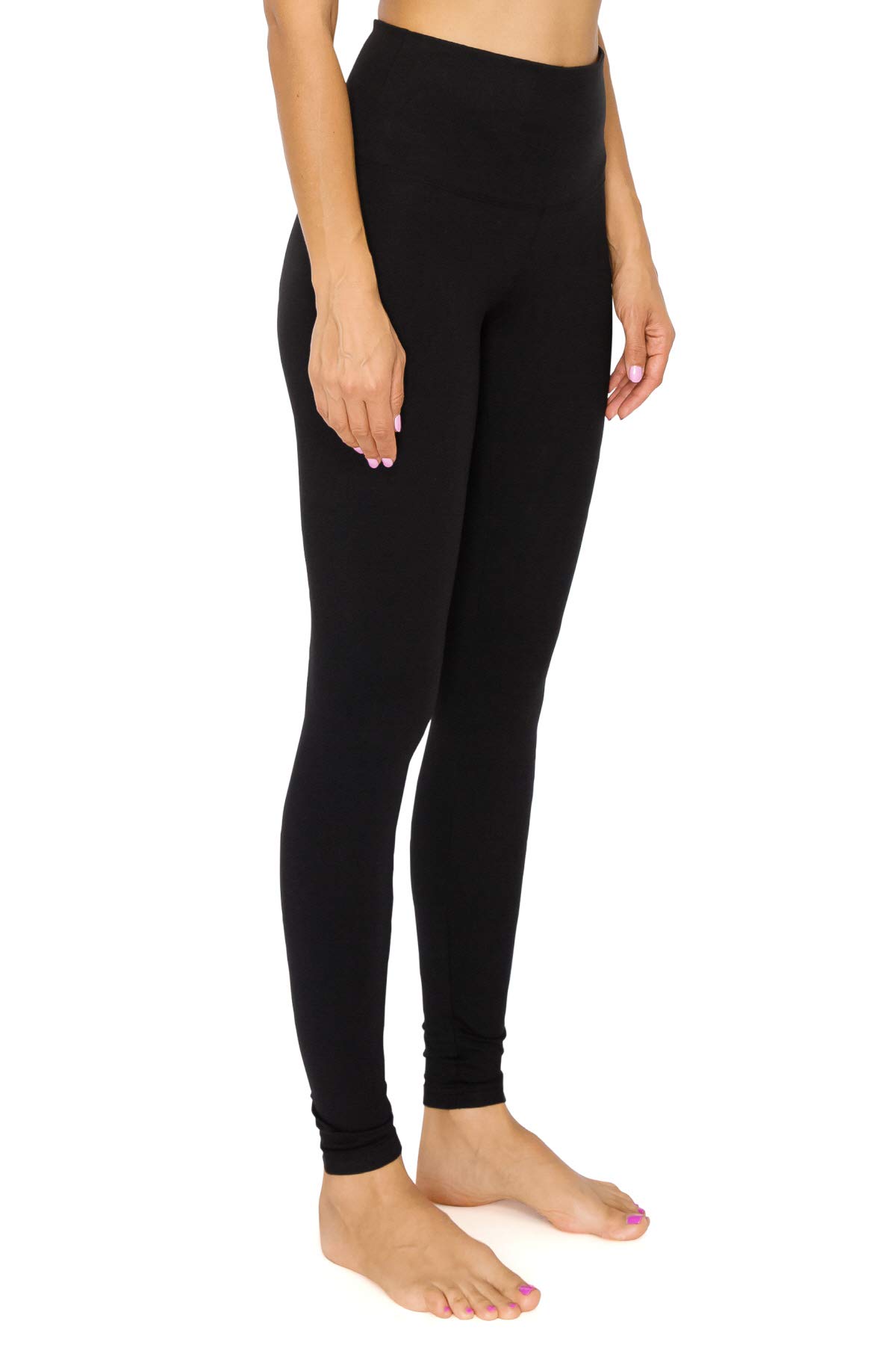 Leggings Depot Womens ActiveFlex 5" Waistband High Waisted Active Leggings Pants (Black, Small)