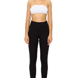 Leggings Depot Womens ActiveFlex 5" Waistband High Waisted Active Leggings Pants (Black, Small)