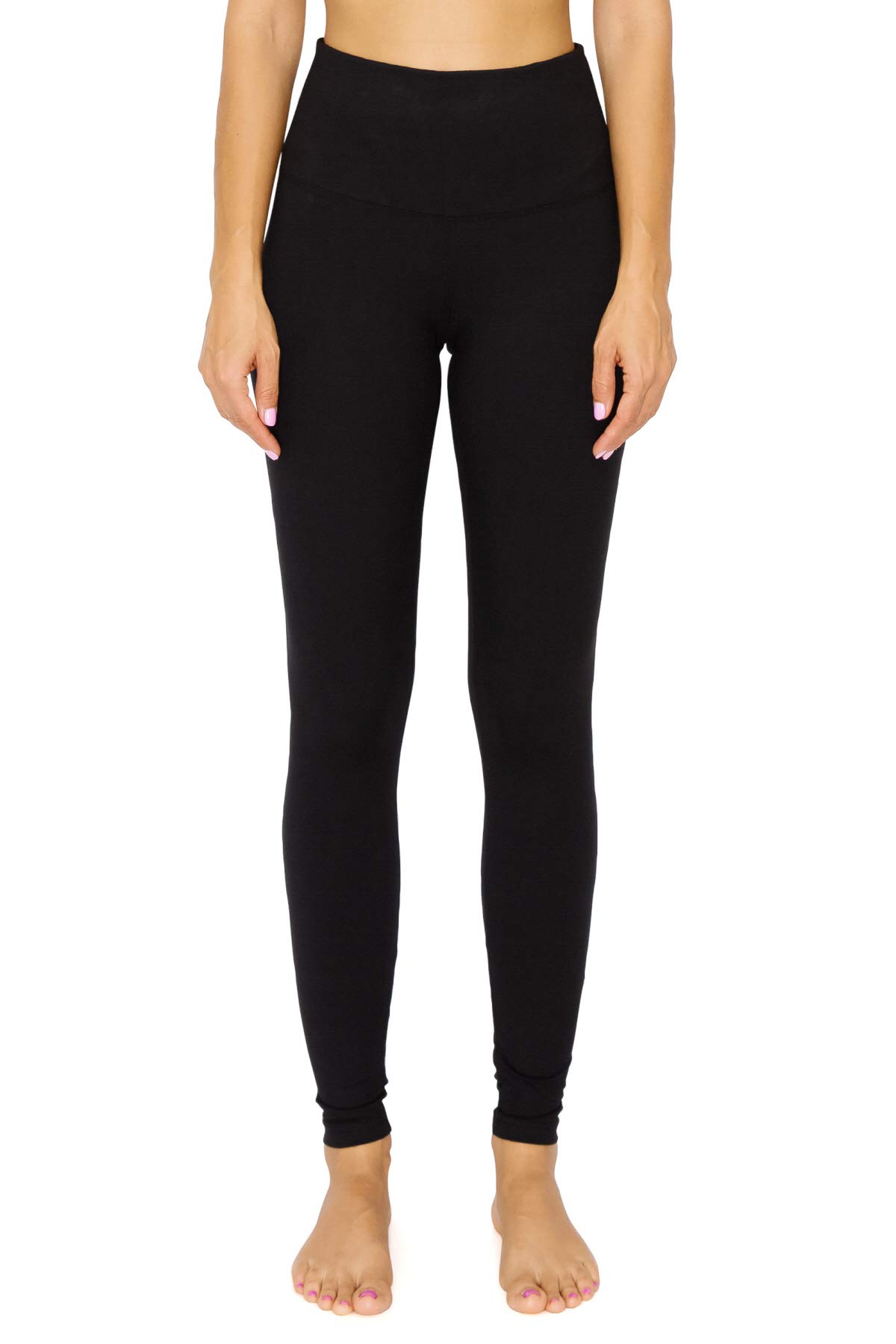 Leggings Depot Womens ActiveFlex 5" Waistband High Waisted Active Leggings Pants (Black, Small)