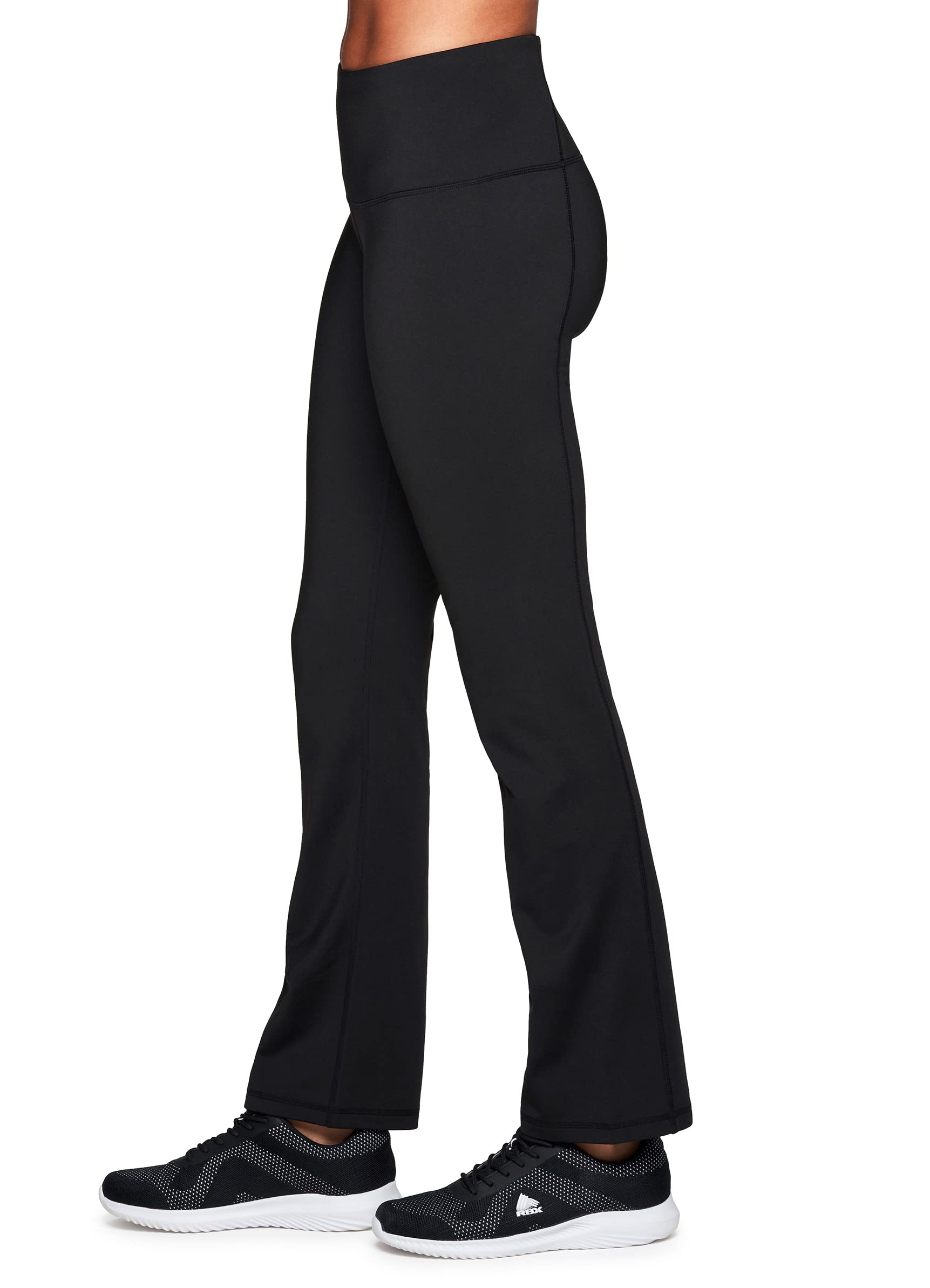 RBX Active Women's Fleece Lined Flared Athletic Boot Cut Yoga Pants with Pocket Black L