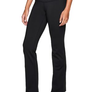 RBX Active Women's Fleece Lined Flared Athletic Boot Cut Yoga Pants with Pocket Black L