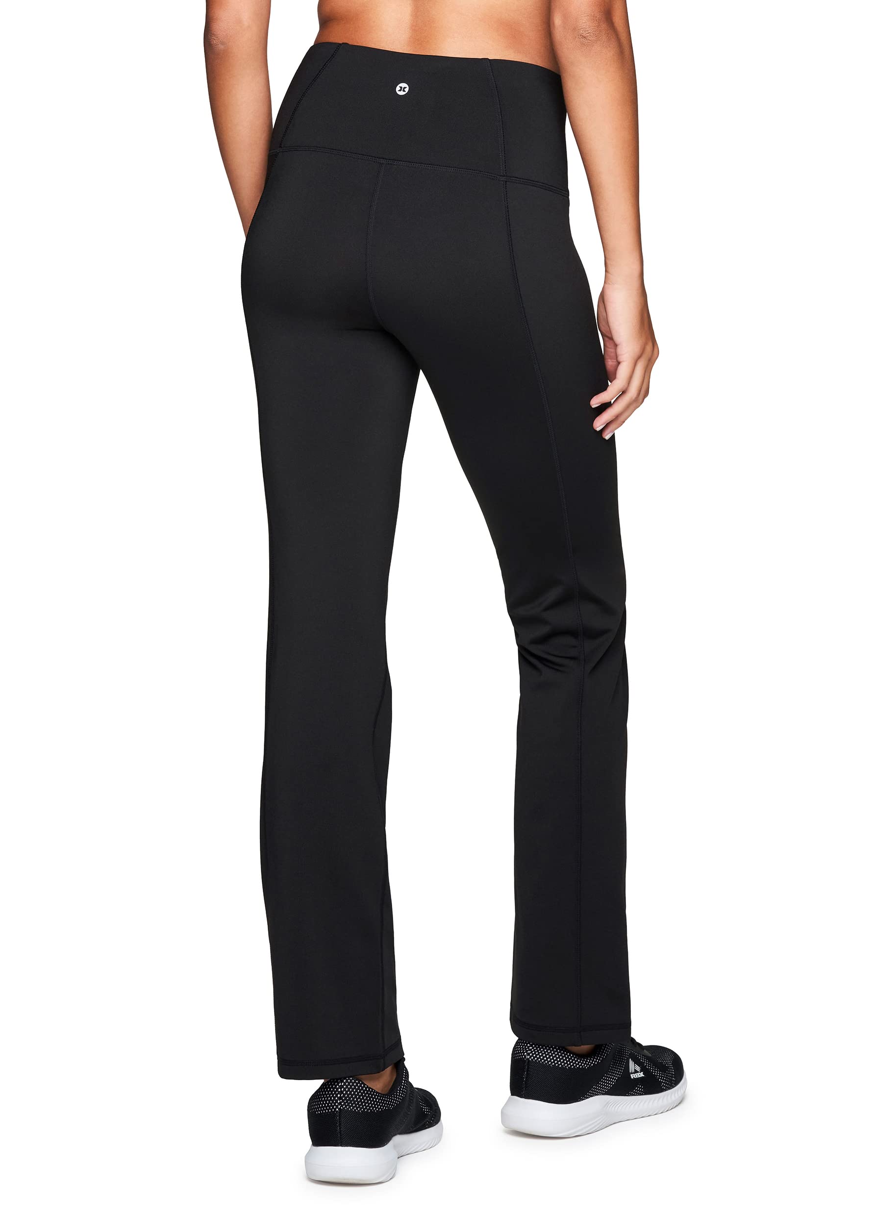 RBX Active Women's Fleece Lined Flared Athletic Boot Cut Yoga Pants with Pocket Black L