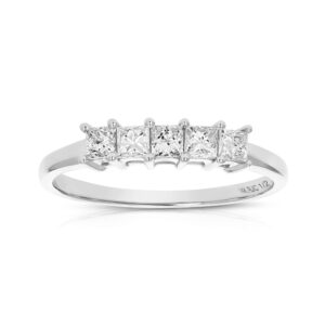 vir jewels 1/2 cttw engagement ring, princess cut diamond engagement ring in 14k white gold 5 stones, size 7.5