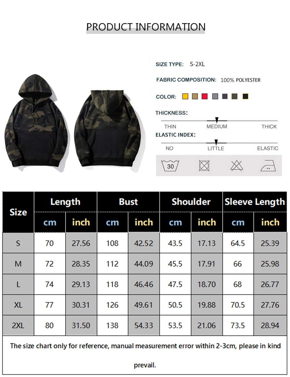 DUOFIER Men's Workout Contrast Raglan Sleeve Shirt Hooded Sweatshirt, Camo Black-S