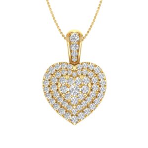 finerock 1/2 carat diamond heart pendant necklace in 14k yellow gold (silver chain included)