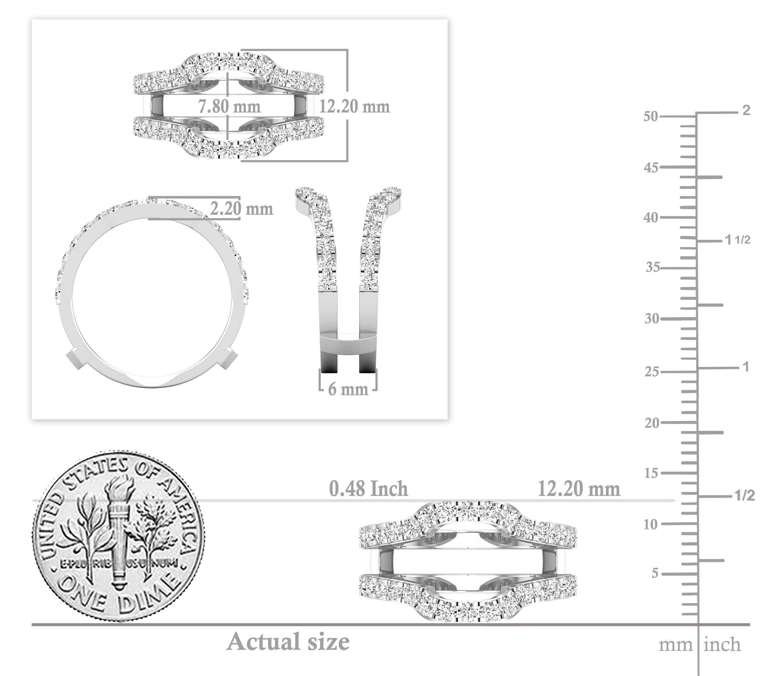 Dazzlingrock Collection 1.00 Carat (Cttw) Cubic Zirconia Wedding Enhancer Ring for Women in 925 Sterling Silver Size 7